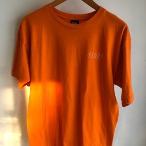 Obey Orange Tee Sz L